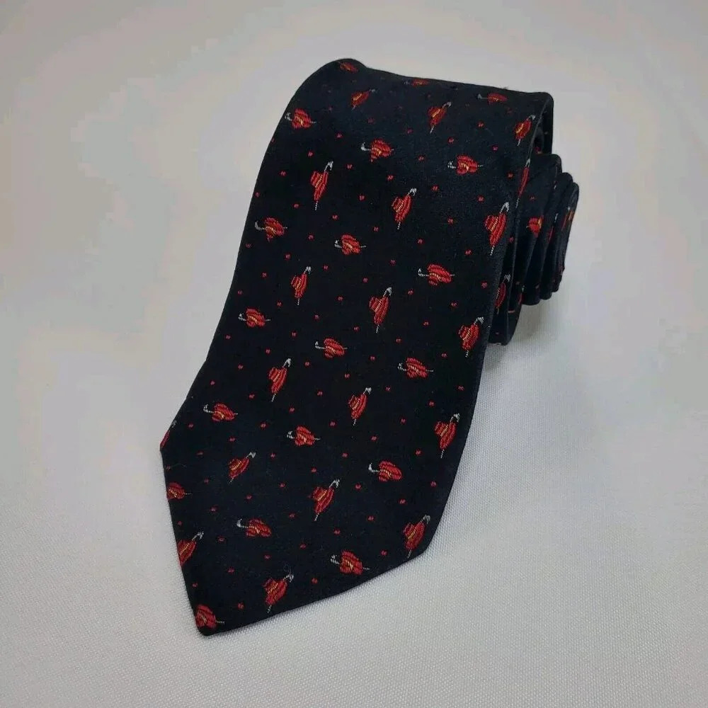VTG Shanghai Silk Research Institute Silk Tie Jacquard Necktie Black And Red Hat